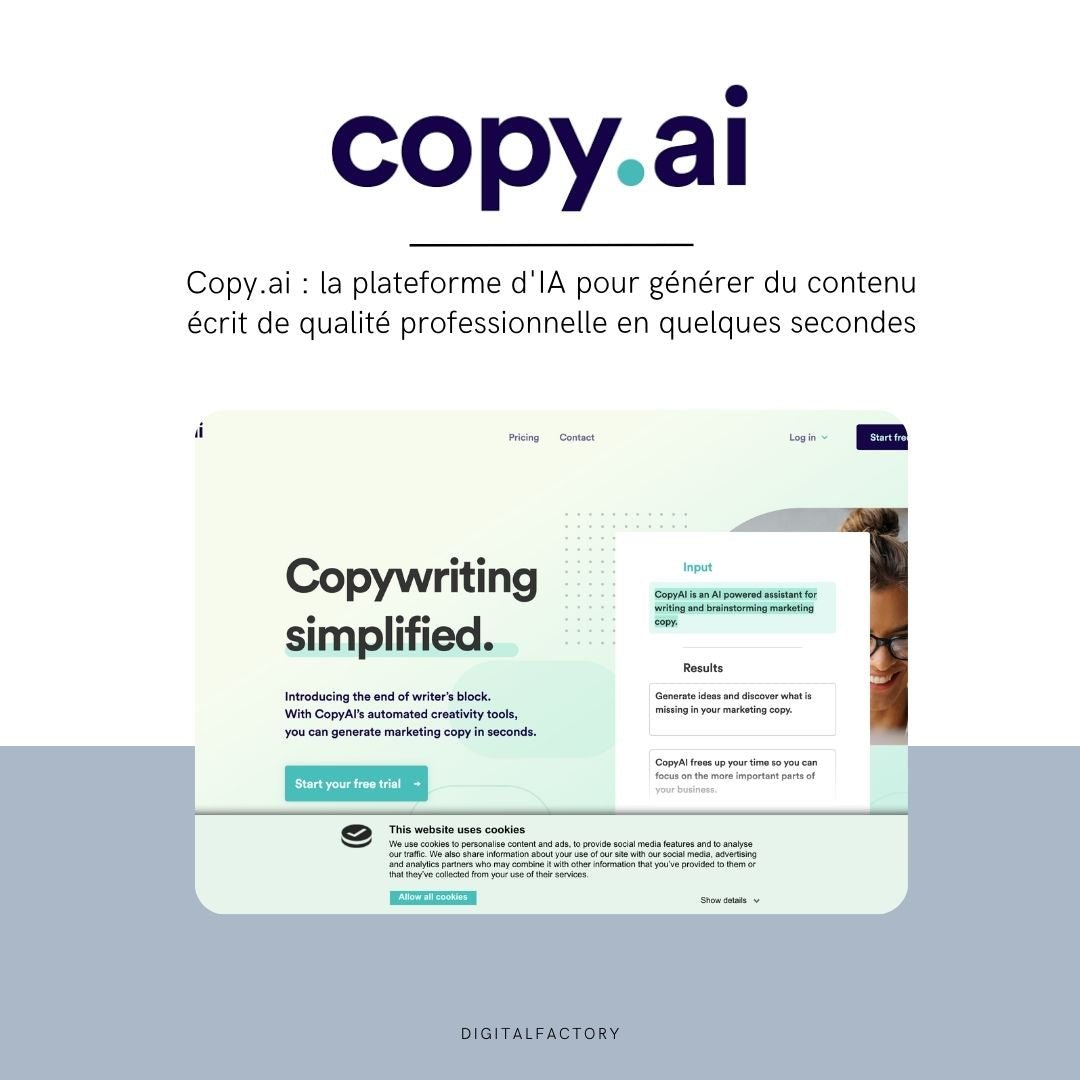 Copy.ai : la plateforme d'IA pour générer du contenu écrit de qualité professionnelle en quelques secondes - Digital factory