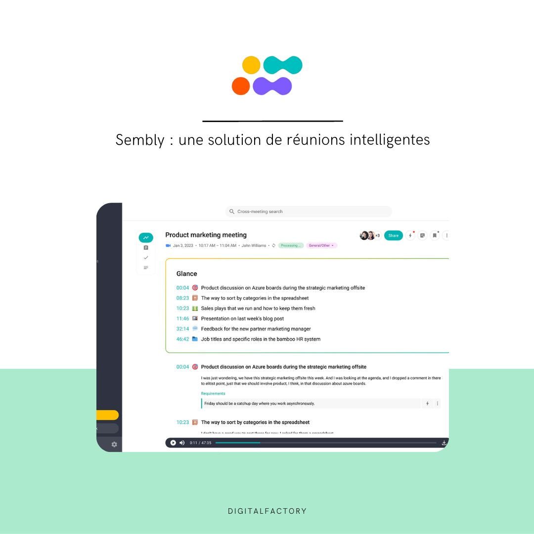 Sembly : une solution de réunions intelligentes - Digital factory