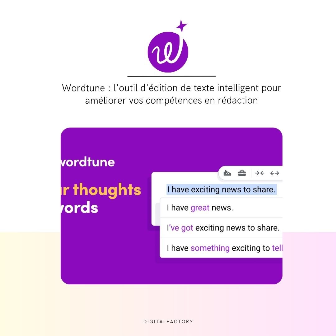 Wordtune : l'outil d'édition de texte intelligent pour améliorer vos compétences en rédaction - Digital factory
