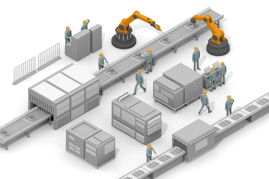 Ligne de production avec des opérateurs intégrant le Taux de Rendement Synthétique (TRS).