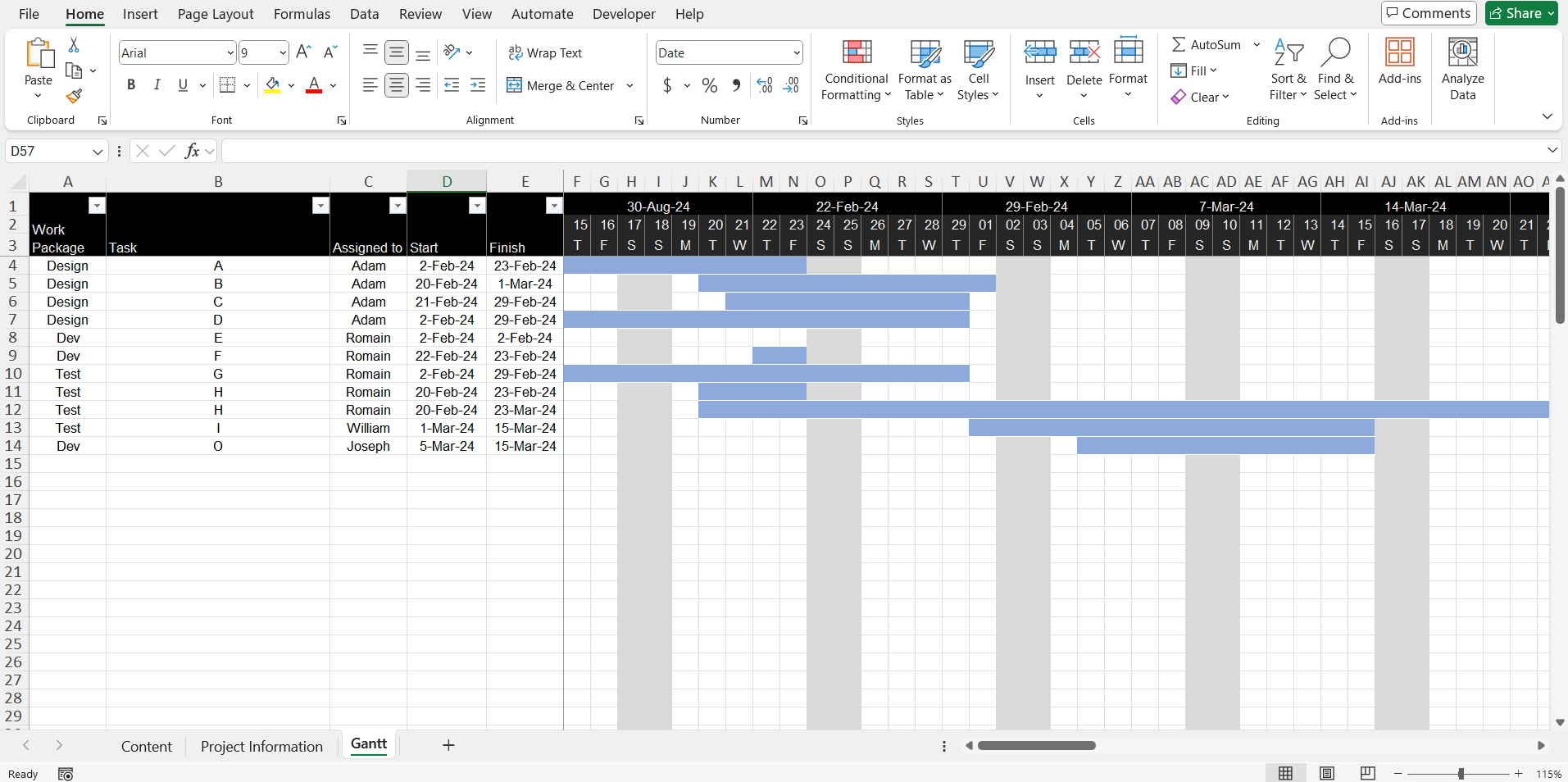 Free Download Excel Gantt Chart Template – Digital Factory