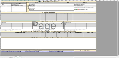 English: "Example of a QRQC corrective action plan in Excel" / Français : "Exemple de plan d'action correctif QRQC dans Excel"