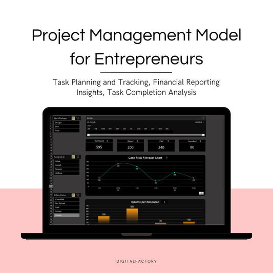 J10/ Complete Project Management Excel Model for Entrepreneurs and Project Managers