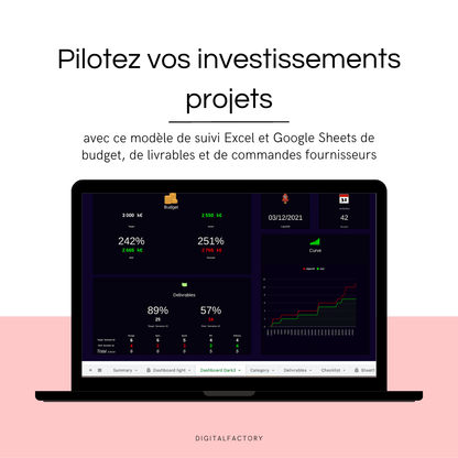 A1/ Modèle simplifié — Suivi budgétaires excel — Google Sheet - Excel - Digital factory