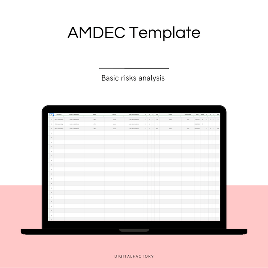 A5/ Modèle — AMDEC Excel — Google Sheet - Basic - Gratuit - Digital factory