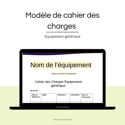 A7/ Modèle Cahier des charges machine industrielle - Google Sheet/Excel