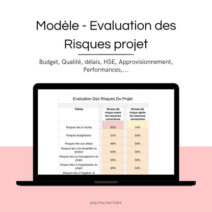 Modèle d'analyse de risques projet Excel - Google Sheet - Digital factory