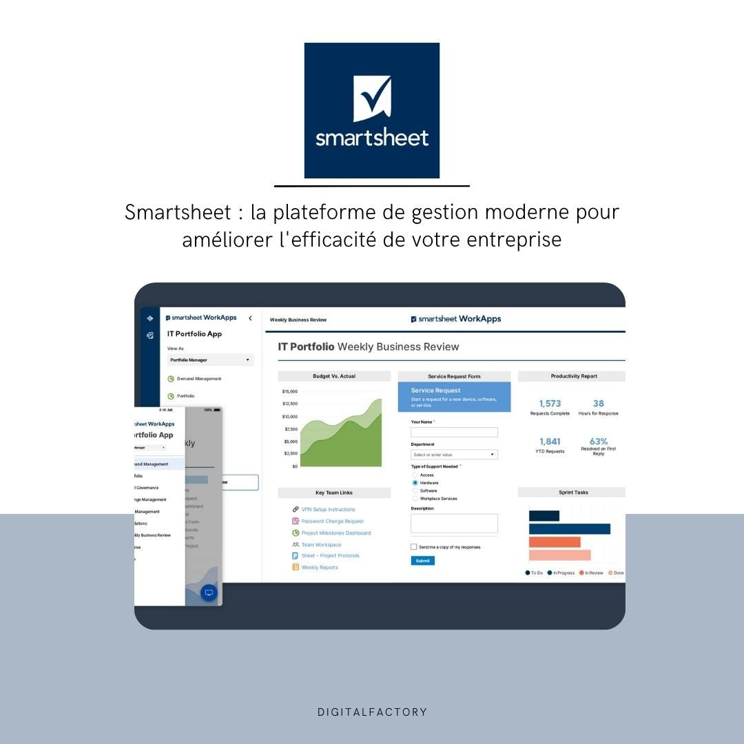 Smartsheet : la plateforme de gestion moderne pour améliorer l'efficacité de votre entreprise - Digital factory