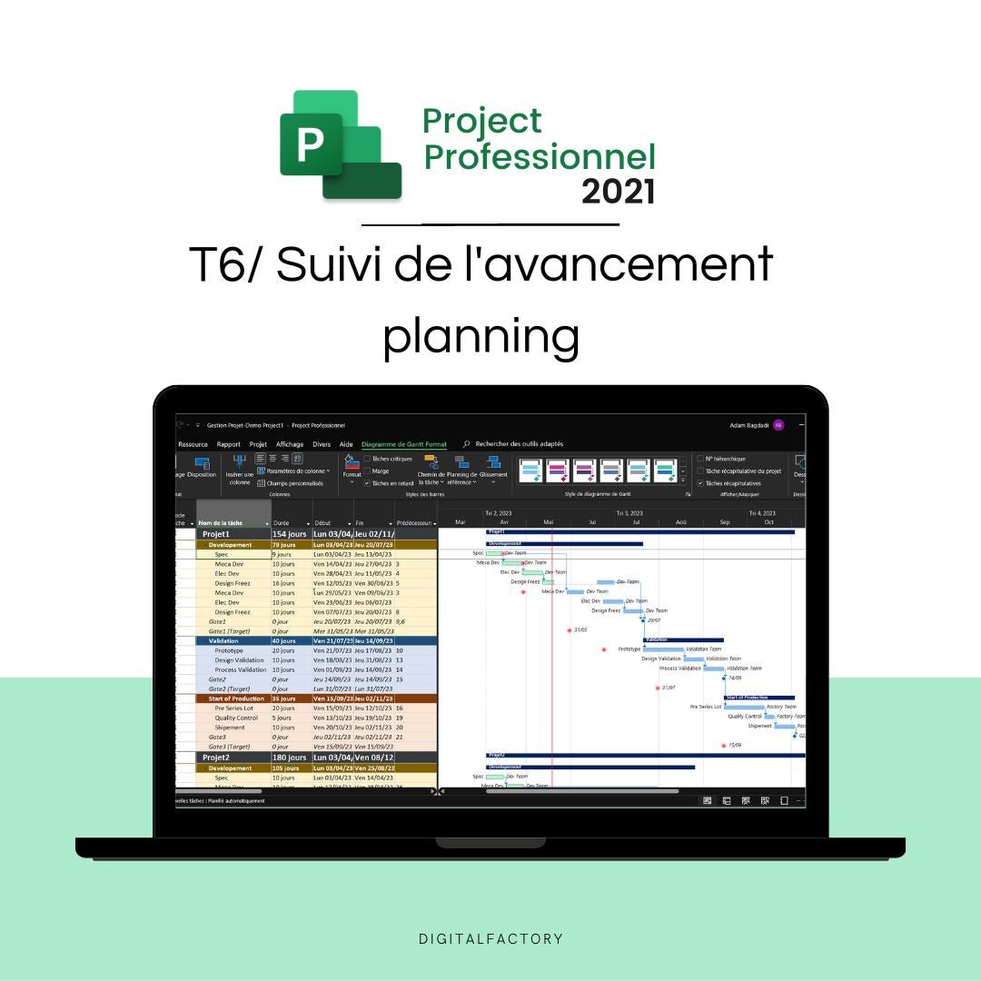 Tutoriel MS Project Suivre l'avancement sur le diagrame Gantt